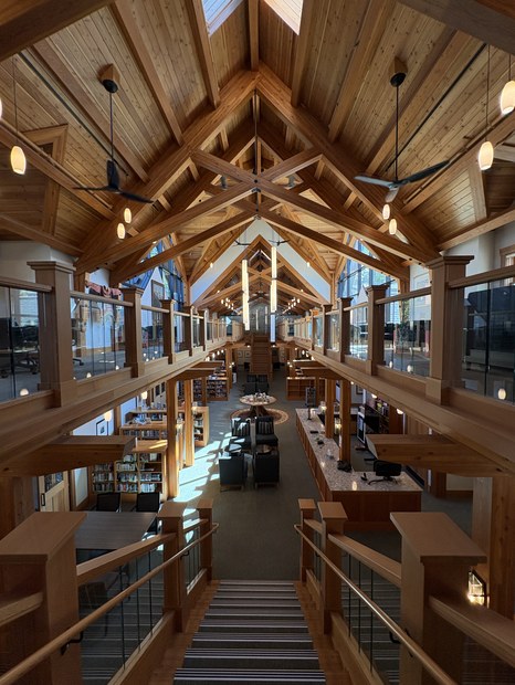 Timber atrium stair